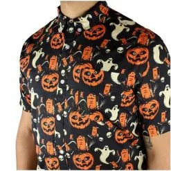 Creepy Co. Beistle® Graveyard Gourd Button Up Shirt *SALE* 8 Creepy Co. Beistle® Graveyard Gourd Button Up Shirt *SALE* -Halloween Gear Sales 2 beistle graveyard gourd button up shirt creepy co