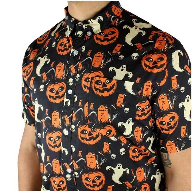 Creepy Co. Beistle® Graveyard Gourd Button Up Shirt *SALE* 3 Creepy Co. Beistle® Graveyard Gourd Button Up Shirt *SALE* - Image 3