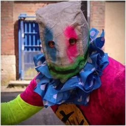 Mad About Horror Spiral Clown Costume SMILEY -Halloween Gear Sales 2 spiral clown sack mask 1