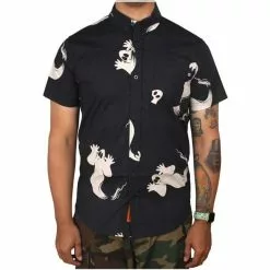 Creepy Co. Beistle Afraid Of The Dark Button Up Shirt *SALE* -Halloween Gear Sales 3 beistle afraid of the dark ghost button up shirt creepy company