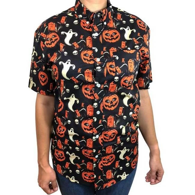 Creepy Co. Beistle® Graveyard Gourd Button Up Shirt *SALE* 4 Creepy Co. Beistle® Graveyard Gourd Button Up Shirt *SALE* - Image 4
